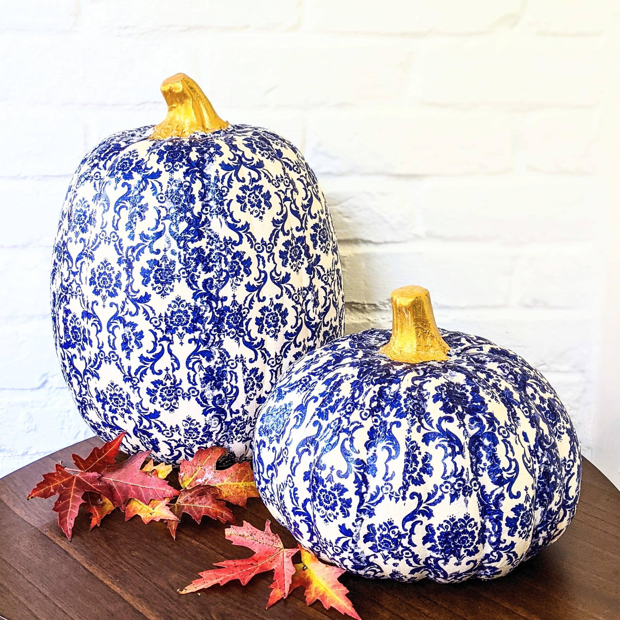 Pair of Crisp Autumn Faux Pumpkins