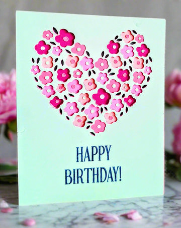 Floral Heart Birthday Card