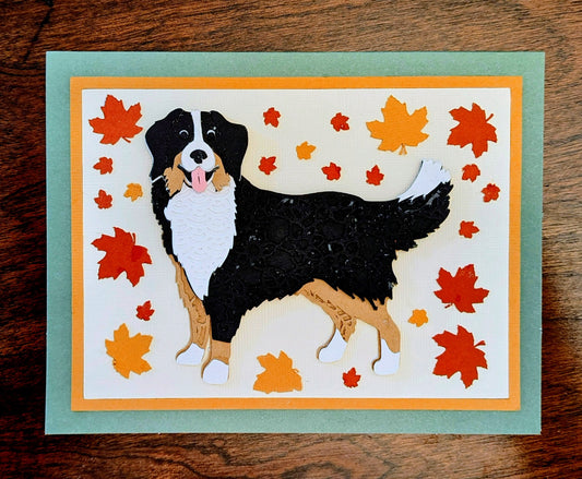Custom Dog in the Fall Card